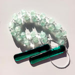 Teal Green Glass Patio Chime with African Krobo Beads - 31"