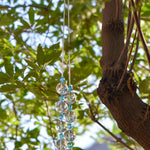 Blue Glass Hanging Outdoor Chime with Large Crystals - 32"