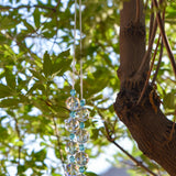 Blue Glass Hanging Outdoor Chime with Large Crystals - 32"