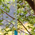 Blue Glass Hanging Outdoor Chime with Large Crystals - 32"