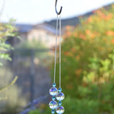 Blue Glass Hanging Outdoor Chime with Large Crystals - 32"