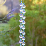 Blue Glass Hanging Outdoor Chime with Large Crystals - 32"