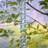 Aqua Green Glass Wind Chime with African Krobo Beads - 31"