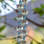 Blue Glass Hanging Outdoor Chime with Large Crystals - 32"