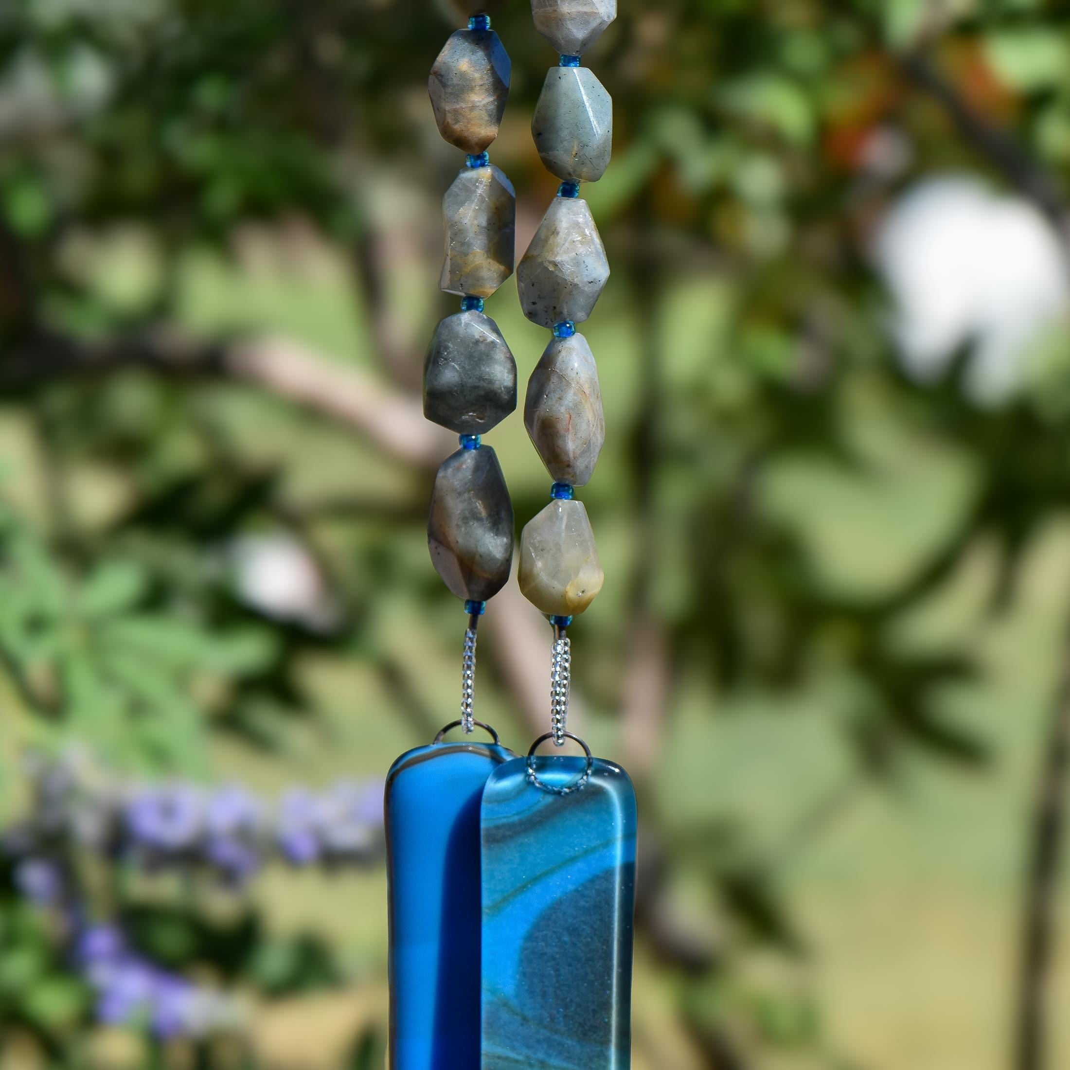 Lodolite Gemstone Outdoor Hanging Decor - 32"