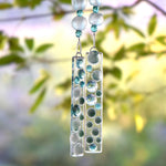 Aqua Green Glass Wind Chime with African Krobo Beads - 31"