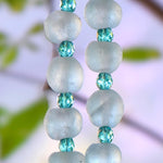 Aqua Green Glass Wind Chime with African Krobo Beads - 31"