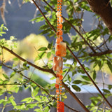 Glass and Stone Chime with Large Carnelian Slabs for Patio or Garden