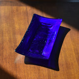 Luminescent Blue Fused Glass Art Tray