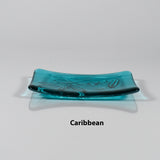 Glass Soap Dish with Olive Branch Design - Various Colors