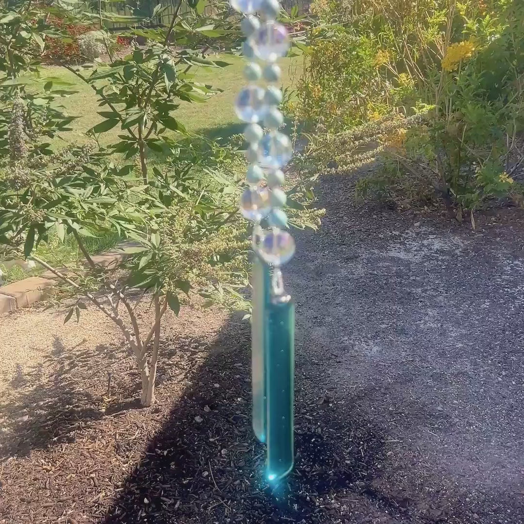 Howlite Stone and Glass Wind Chime - 30" Long
