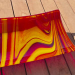 Large Red & Yellow Fused Glass Channel Tray - Table Centerpiece - 23" Long
