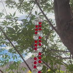 Red, Orange & White Glass Suncatcher Chime for Patio and Garden - 31” Long
