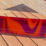 Large Red & Orange Fused Glass Channel Tray - Table Centerpiece - 23" Long