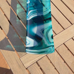 Large Blue & White Fused Glass Channel Tray - Table Centerpiece - 23" Long