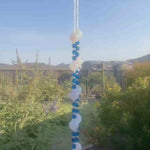 Quartz and Glass Wind Chime - Blue and White, 31" Long