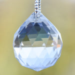 Large glass crystal prism with facets.
