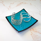 Peacock Green Glass Catchall Dish