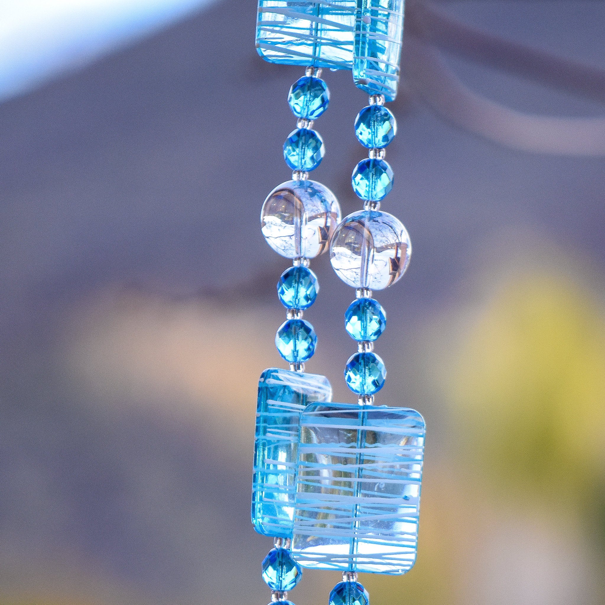 Blue Sun-Catcher Wind Chime for Outdoor Patio, Porch, Balcony or Garden is a Unique Gift for the Home