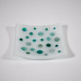 Pure White Catchall Tray with Teal Green Accents - Organize Small Items in Entry, Bath, Bedroom or Kitchen