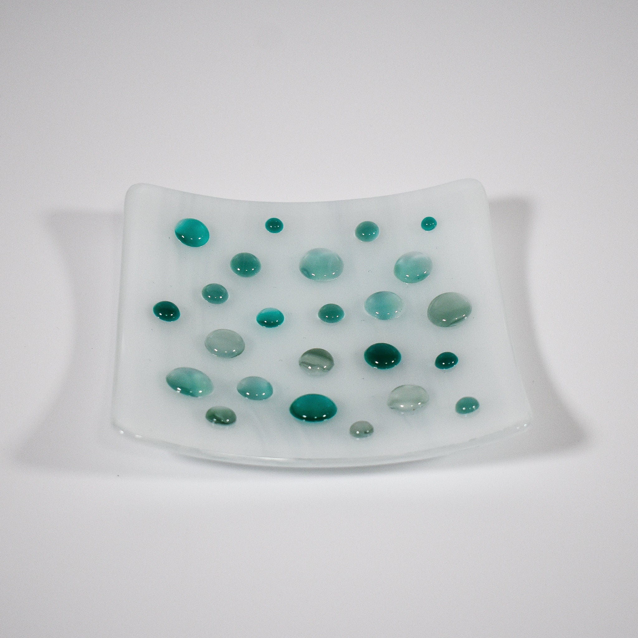 Pure White Catchall Tray with Teal Green Accents - Organize Small Items in Entry, Bath, Bedroom or Kitchen