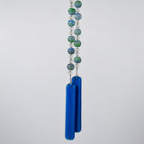 Blue and Green Glass Sun-Catcher Wind Chime for Patio, Porch, Balcony and Garden