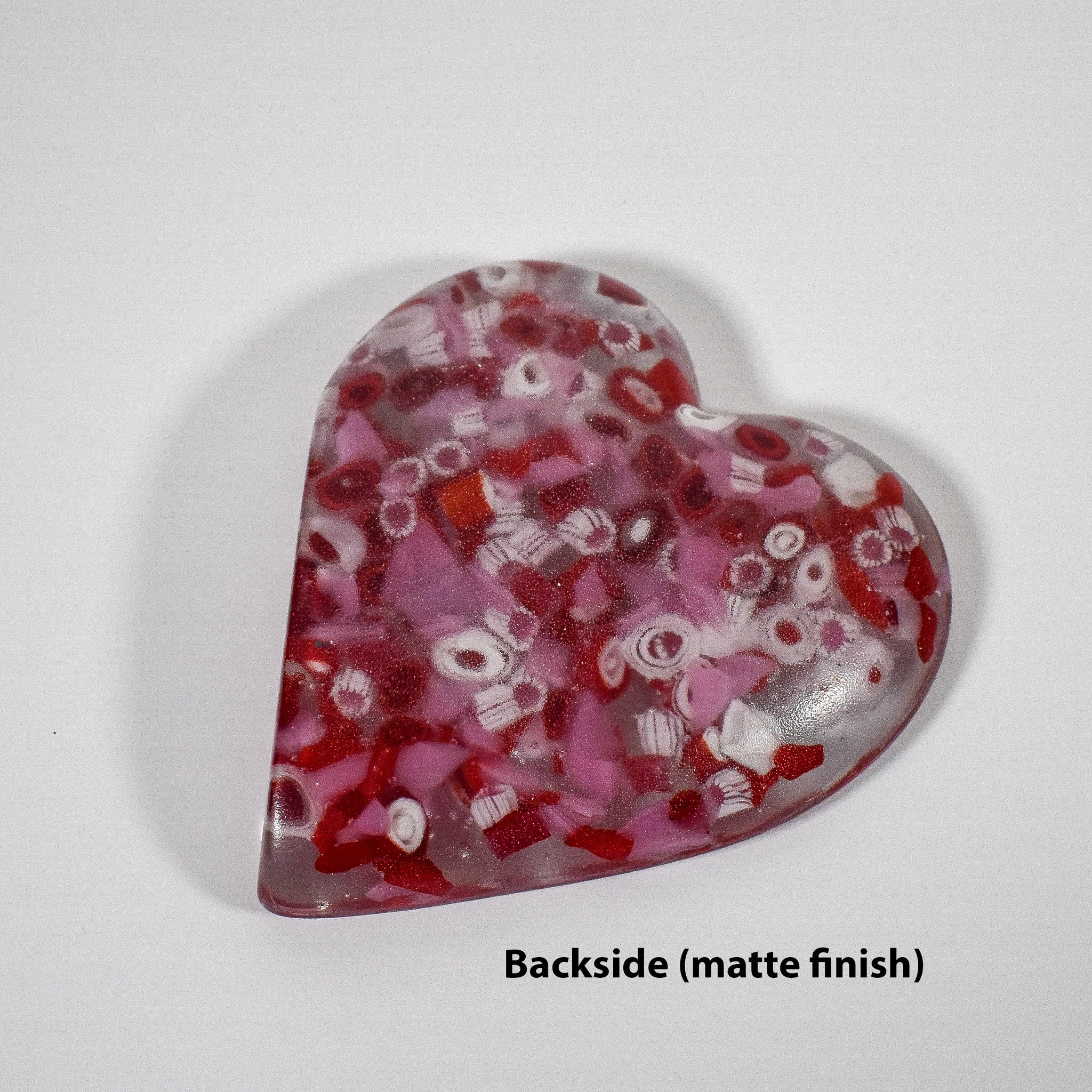 Pink and Red Fused Glass Standing Heart Paperweight - Office and Desk Decor for your Valentine