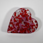 Pink and Red Fused Glass Standing Heart Paperweight - Office and Desk Decor for your Valentine