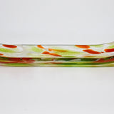 Sparkling Green and Orange Fused Glass Channel Tray - 12" - Functional Art for the Home