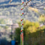 Bright Summer Colors - Orange and Green Glass Sun-Catcher Wind Chime for Patio, Porch, Garden or Balcony