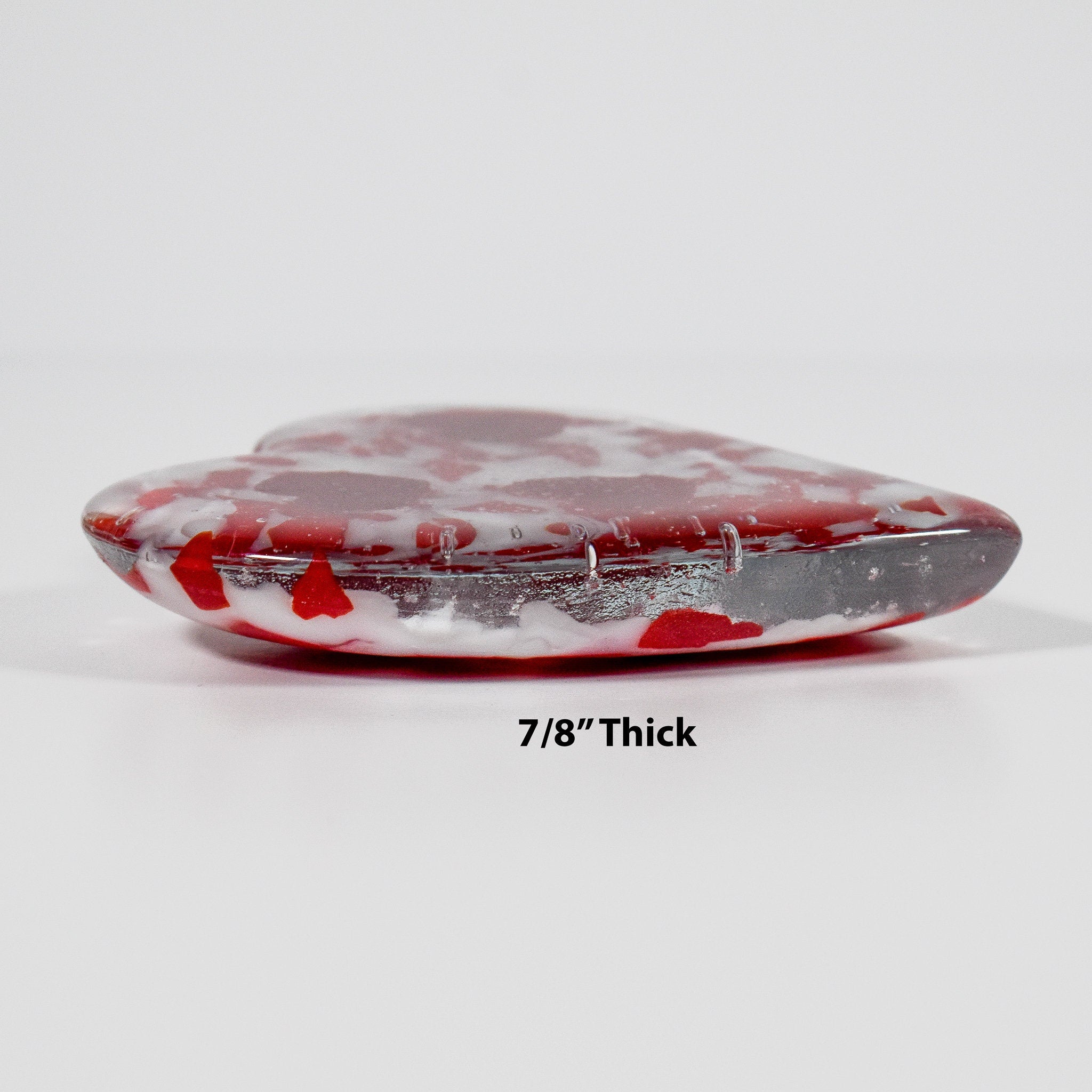 Standing Glass Paperweight with Hearts - Office and Desk Decor - Gift for Love