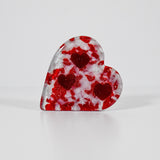 Standing Glass Paperweight with Hearts - Office and Desk Decor - Gift for Love